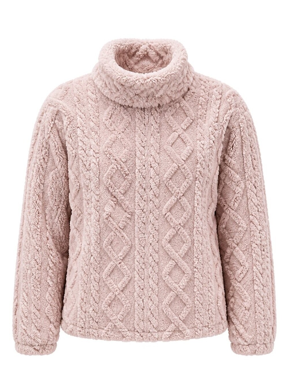 Eddie Bauer Cable Fleece Cozy Knit Pullover Sweater - Blush Pink Sz Small